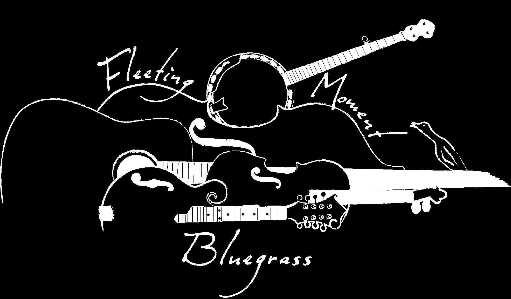 Caudill Music Logo: Bluegrass instruments with a rubber chicken on top